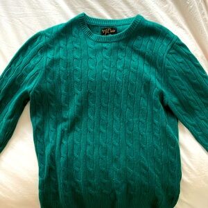 Men’s J. Crew 100% cashmere cable knit green sweater. Excellent condition.
